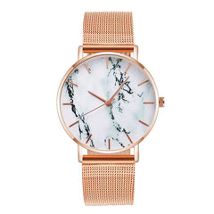 Fashion Rose Gold Mesh Band Creative Marble Female Wrist Watch Luxury Women Quartz Watches Gifts Relogio Feminino