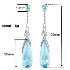 Blue Crystal Water Drop Earrings