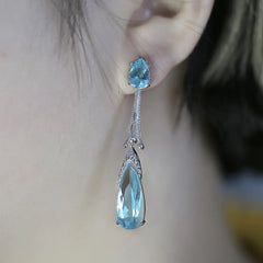 Blue Crystal Water Drop Earrings