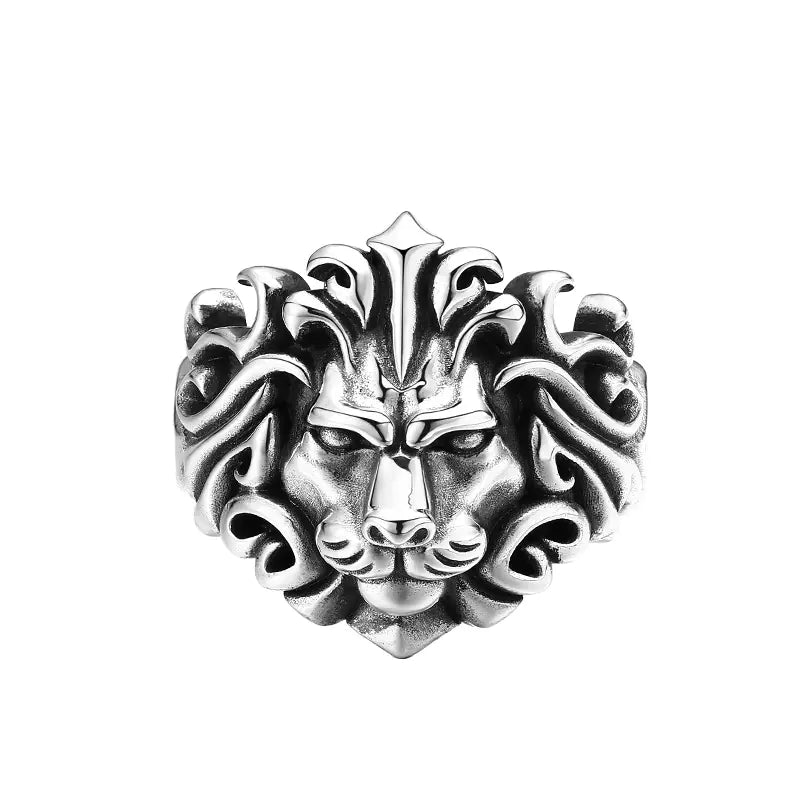 Vintage Fashion Ring with Aggressive Lion Head Design