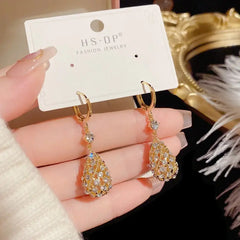 Elegant Water Drop Earrings with Sparkling Diamonds