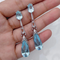 Blue Crystal Water Drop Earrings