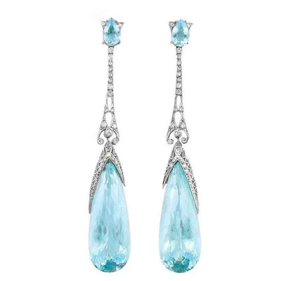 Blue Crystal Water Drop Earrings